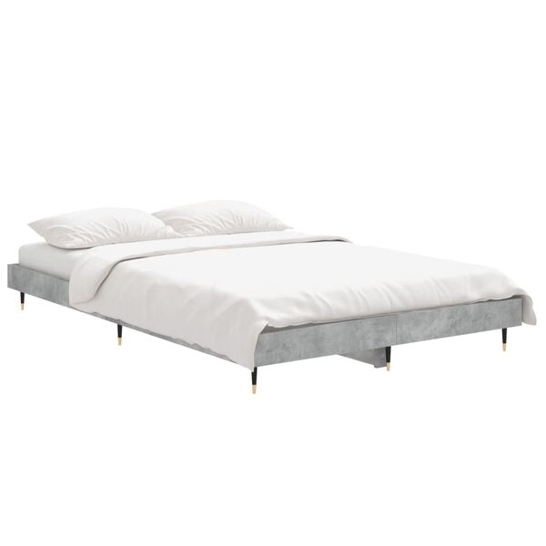 vidaXL Estructura de cama madera de ingeniería gris hormigón 120x190cm