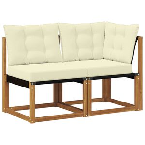 vidaXL Sof&aacute; de esquina y centro para exterior 2 Pieza Natural