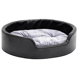 vidaXL Cama para perros felpa y cuero sint&eacute;tico negro gris 69x59x19 cm