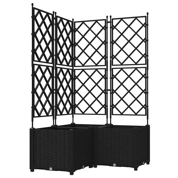 vidaXL Macetero de Jard&iacute;n 3 pcs Negro 80 x 80 x 143 cm Acero