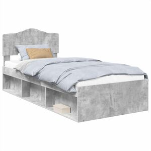 vidaXL Estructura de cama con cabecera Gris concreto 100 x 200 cm