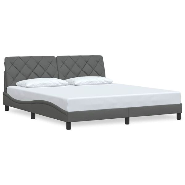 vidaXL Estructura de cama sin colch&oacute;n de tela gris oscuro 180x200 cm