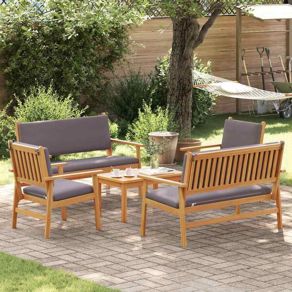 vidaXL Conjunto de sof&aacute;s de jard&iacute;n 5 pcs Marr&oacute;n