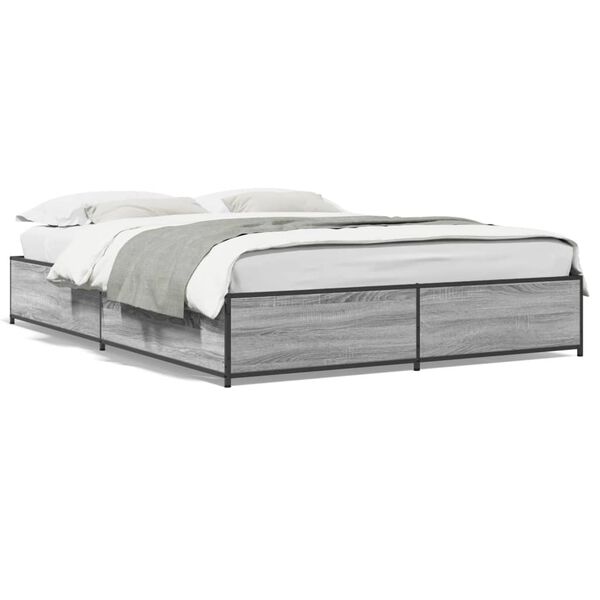 vidaXL Estructura cama madera ingenier&iacute;a metal gris Sonoma 135x190 cm