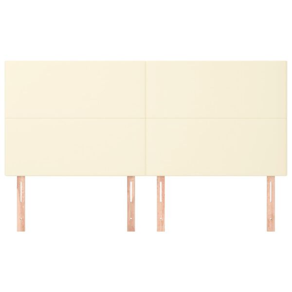 vidaXL Cabecero de cama color crema 200x5x118/128 cm Piel sint&eacute;tica