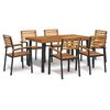 vidaXL Juego de comedor de jardín 7 pzas madera maciza acacia y metal