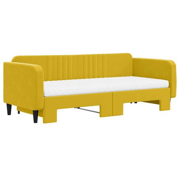vidaXL Sofá cama nido con colchón terciopelo amarillo 90x200 cm