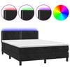 vidaXL Cama box spring colch&oacute;n y LED terciopelo negro 140x190 cm