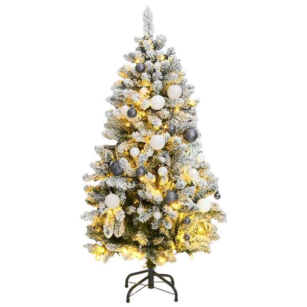 vidaXL &Aacute;rbol de Navidad artificial con bisagras 150 LED y bolas 150 cm