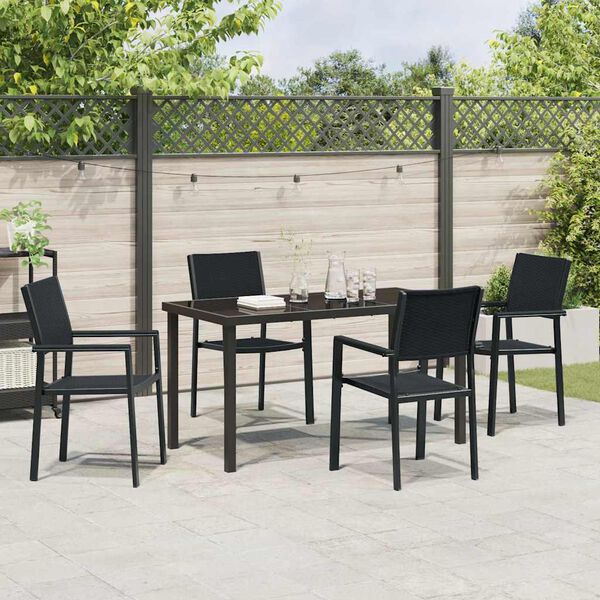 vidaXL Conjunto de Comedor de Jard&iacute;n 5 pcs Negro