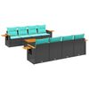 vidaXL Set de sof&aacute;s de jard&iacute;n 9 pzas con cojines rat&aacute;n sint&eacute;tico negro