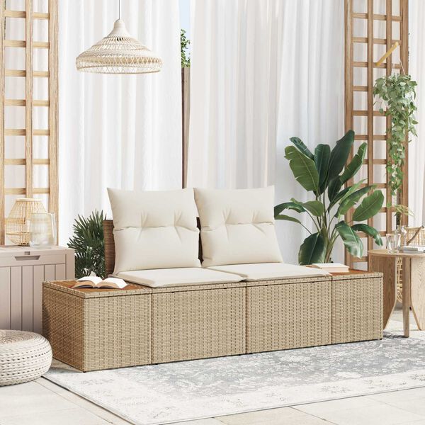 vidaXL Sofá de jardín Beige 184 x 62 x 85cm ratán sintético