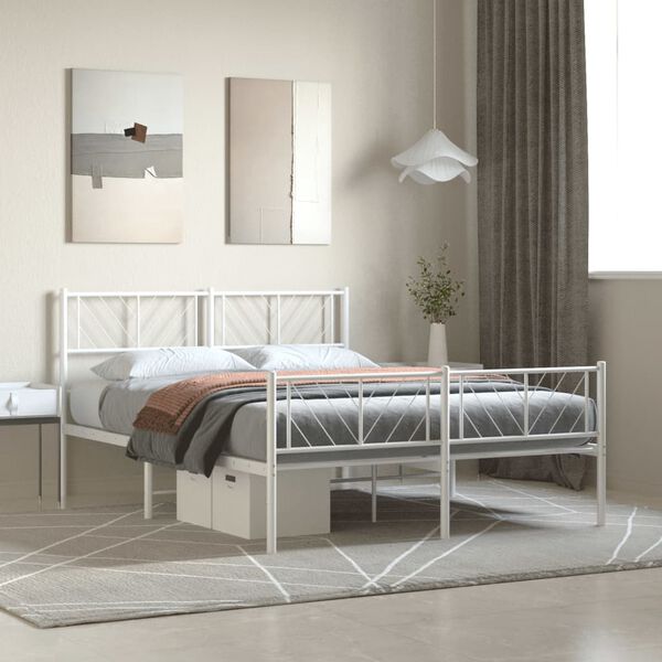 vidaXL Estructura cama sin colchón con estribo metal blanco 135x190 cm