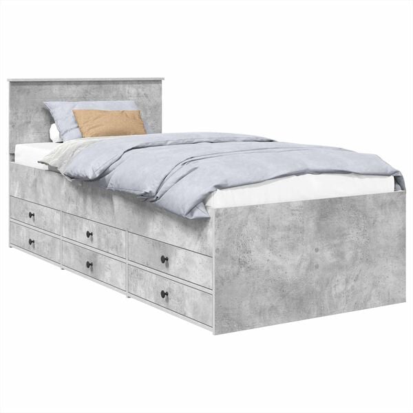 vidaXL Sof&aacute; cama con caj&oacute;n Manual Gris Concreto y Negro 100 x 200 cm