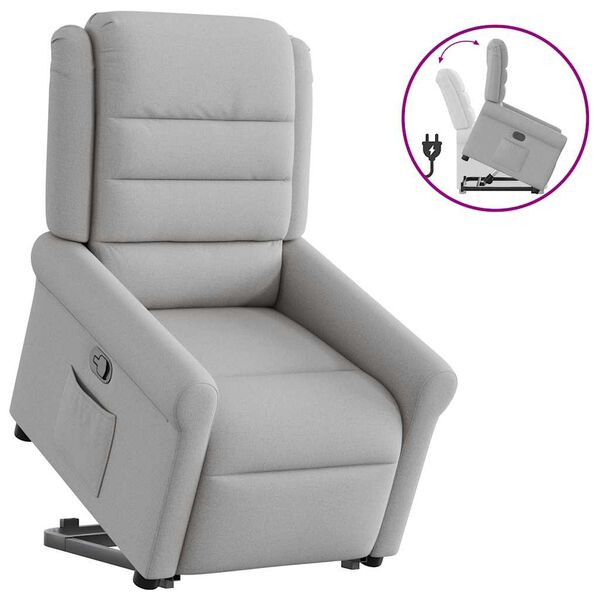vidaXL Sill&oacute;n reclinable elevable de tela gris nube