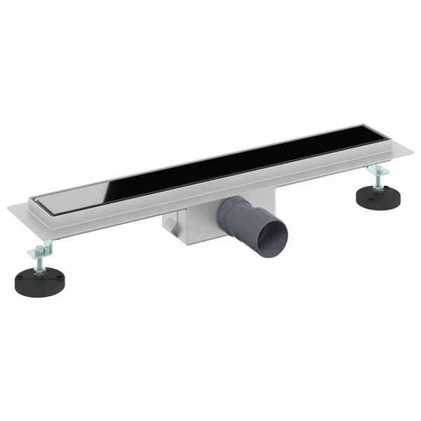 vidaXL Drenaje de ducha con tapa de vidrio Negro 60 cm