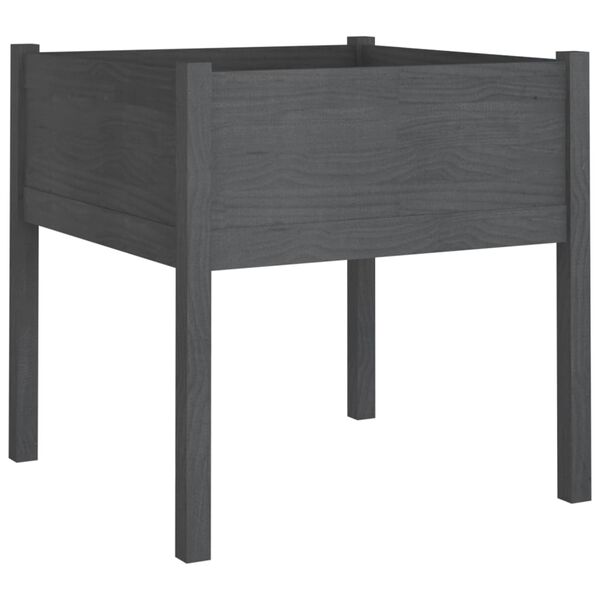 vidaXL Jardinera de madera maciza de pino gris 70x70x70 cm