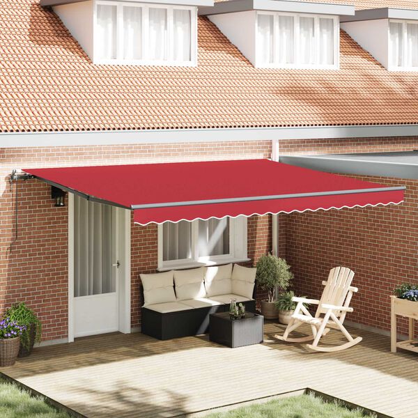 vidaXL Toldo Retr&aacute;ctil Rojo 450 x 300 cm Tela y Aluminio