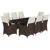 vidaXL Set comedor para jard&iacute;n 9 pzas y cojines rat&aacute;n sint&eacute;tico marr&oacute;n