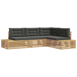 vidaXL 4 Pieza Conjunto de sof&aacute;s de exterior Poli&eacute;ster Blanco