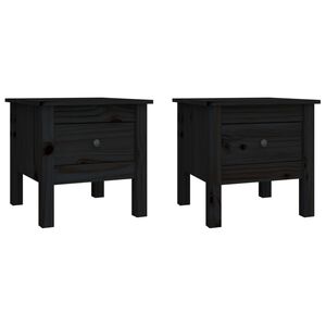 vidaXL Mesa auxiliar 2 uds de madera maciza de pino negro 40x40x39 cm