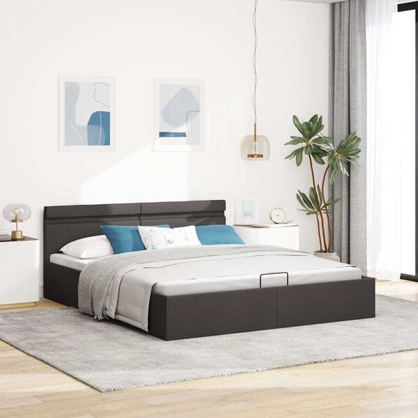 vidaXL Cama canapé hidráulica de almacenaje sin colchón gris 160x200cm