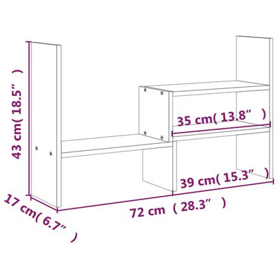 vidaXL Soporte para monitor madera maciza pino gris (39-72)x17x43 cm