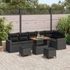 vidaXL Conjunto de sof&aacute;s de jard&iacute;n 9 pcs Negro rat&aacute;n sint&eacute;tico