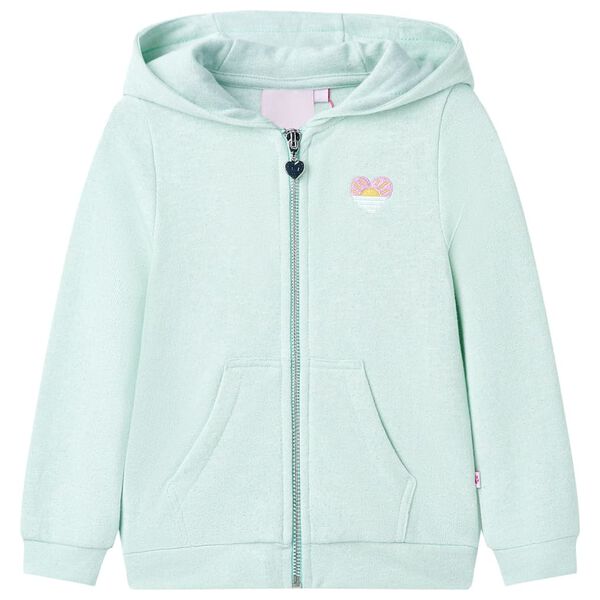 Sudadera de ni&ntilde;os con capucha cremallera verde menta claro mezcla 104