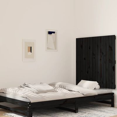 vidaXL Cabecero de cama de pared madera maciza pino negro 95,5x3x90 cm