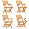 vidaXL Sillas plegables, 4 unidades, 55x62x90 cm, madera maciza de teca.