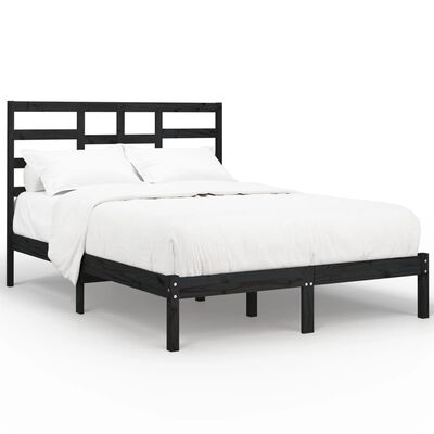 vidaXL Estructura de cama de madera maciza negra 140x200 cm