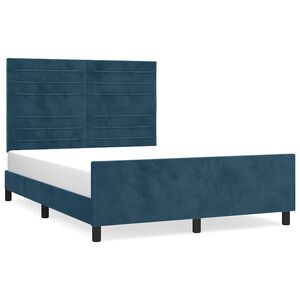 vidaXL Estructura de cama sin colch&oacute;n terciopelo azul oscuro 140x200cm