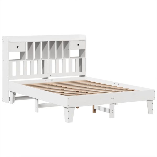 vidaXL Estructura de cama sin colch&oacute;n madera de pino blanca 150x200 cm