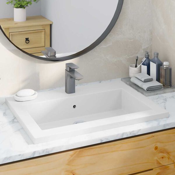 vidaXL Lavabo de granito blanco 600x450x120 mm