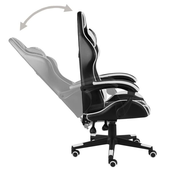 vidaXL Silla gaming de cuero sint&eacute;tico negro y blanco