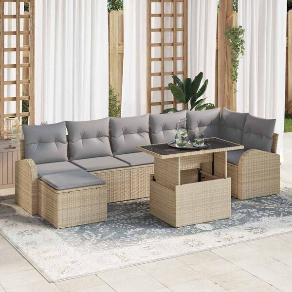 vidaXL Conjunto de sof&aacute; de jard&iacute;n con coj&iacute;n 8 pcs beige y gris claro
