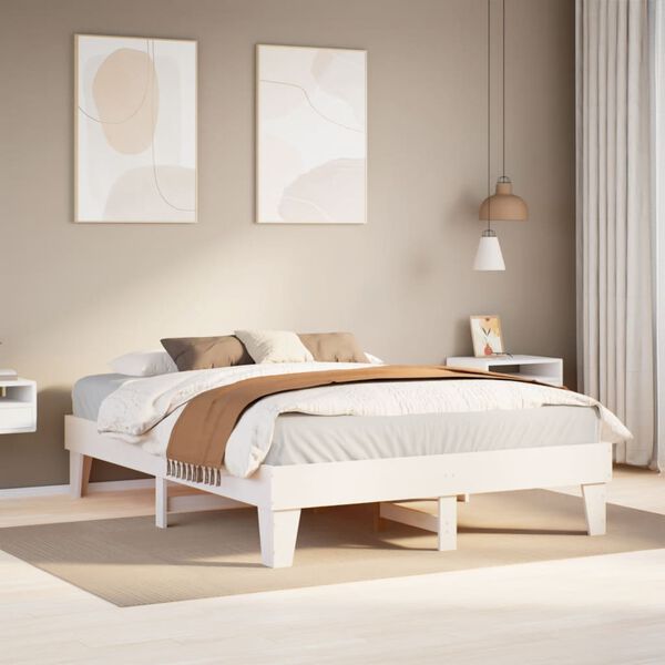 vidaXL Estructura de cama sin colch&oacute;n madera de pino blanca 140x200 cm