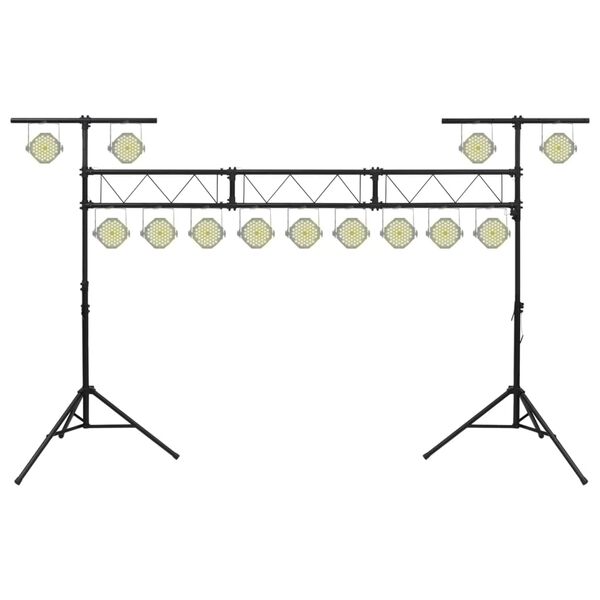 vidaXL Soporte de luces de acero negro 438x115x(180-300) cm