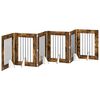 vidaXL Puerta para perros plegable con soportes 6 pcs Roble Ahumado
