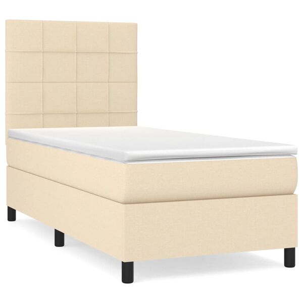 vidaXL Cama box spring con colch&oacute;n tela color crema 80x200 cm