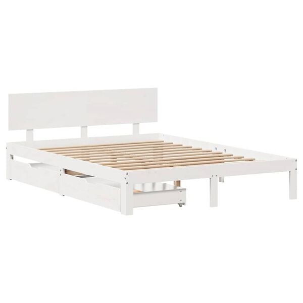 vidaXL Estructura de cama con cajones madera de pino blanca 160x200 cm