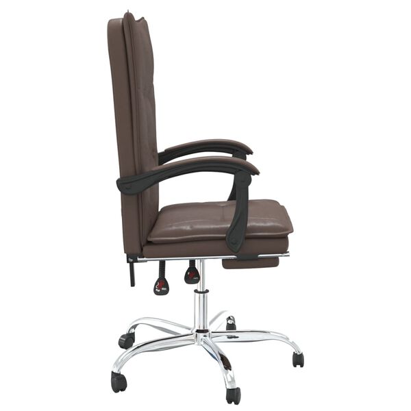 vidaXL Silla de oficina reclinable cuero sint&eacute;tico marr&oacute;n