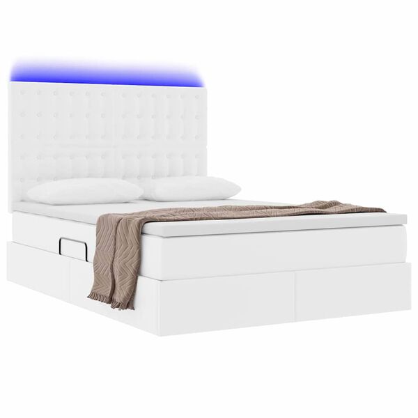 vidaXL Cama con almacenamiento y LED Puro 140 x 200 cm Cuero sint&eacute;tico