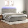 vidaXL Cama box spring colch&oacute;n y LED terciopelo gris claro 200x200 cm