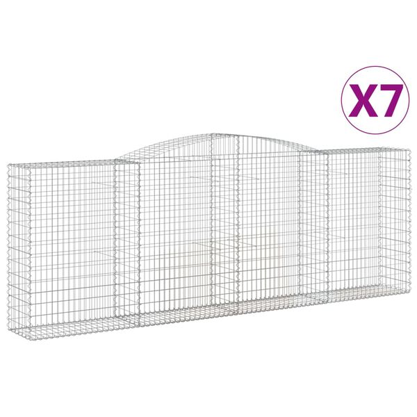 vidaXL Cestas gaviones 7 uds forma de arco hierro 400x50x140/160 cm