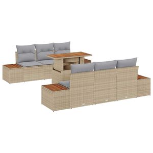 vidaXL Conjunto de sof&aacute;s de jard&iacute;n 7 uds. Beige y gris