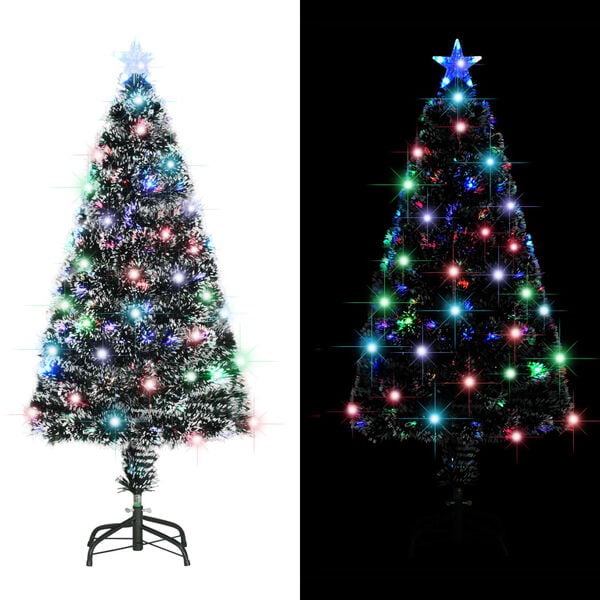 vidaXL &Aacute;rbol de Navidad preiluminado con soporte y LED fibra &oacute;ptica 120 cm