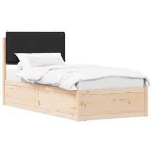 vidaXL Estructura de Cama con Cabecera Tapizada Negro 90 x 200 cm