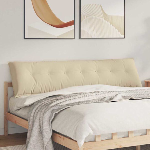 vidaXL Coj&iacute;n de Espalda Crema 200 x 50 cm Tela de microfibra